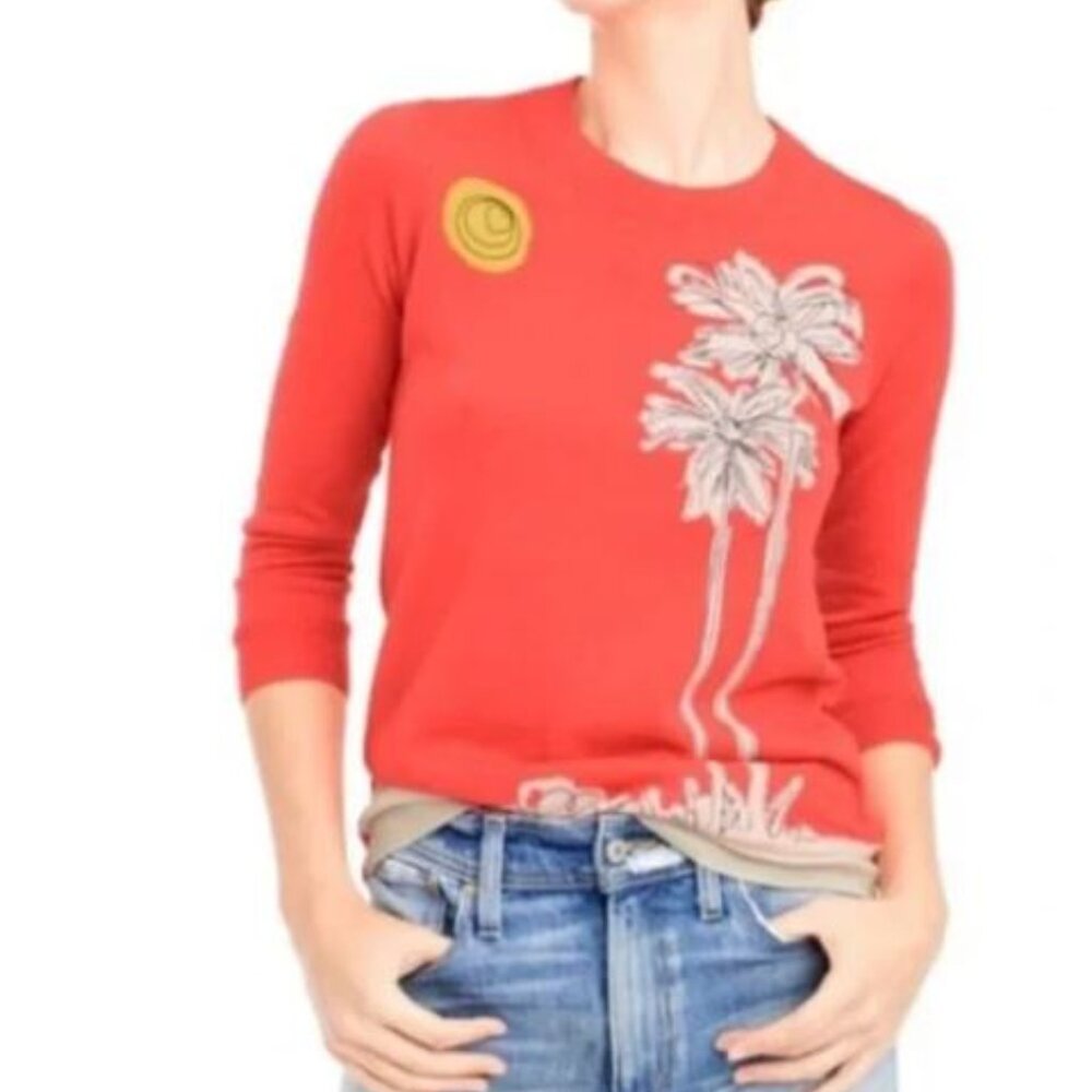 J.Crew Palm Tree Coral Tippi Sweater
